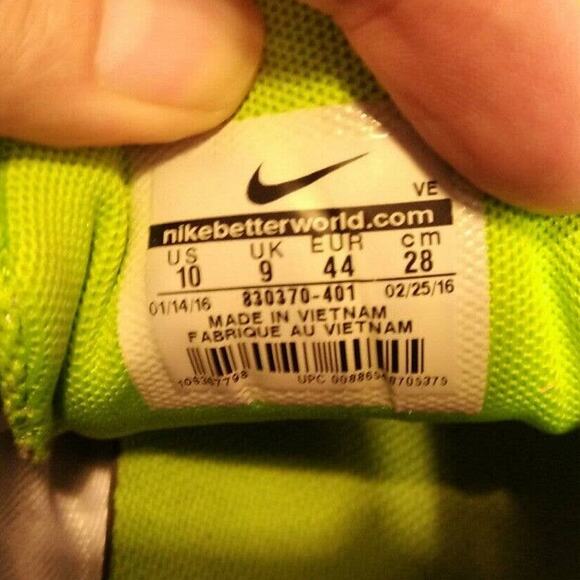 Nike Men’s 10 US Flex Run 2016 Green & Blue Neon Running Shoes Lace Up 44 EU - Picture 11 of 12